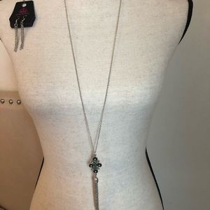 Aztec inspired long necklace and earrings